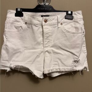 Express White Distressed Jean Shorts
